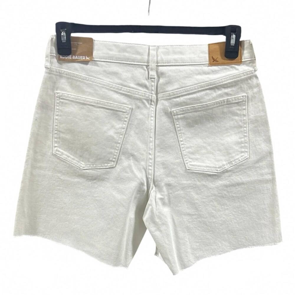 NEW EDDIE BAUER women's stretch cotton high rise cut off denim shorts in white - Picture 3 of 3